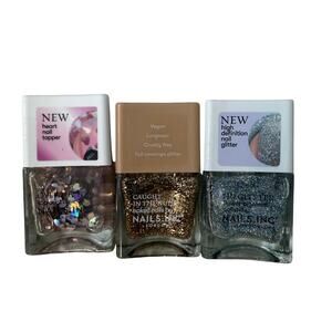 Glitter Nail Polish Bundle – Silver, Gold & Heart Topper (Vegan & Cruelty-Free)